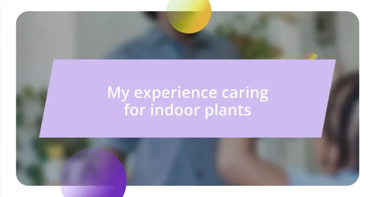 My experience caring for indoor plants